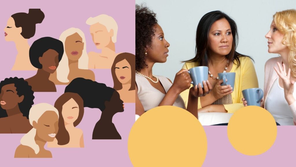 Women entrepreneurs talk over a cup of coffee.