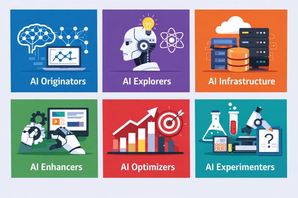 AI startups different categories in a typology kategorier i en typologi