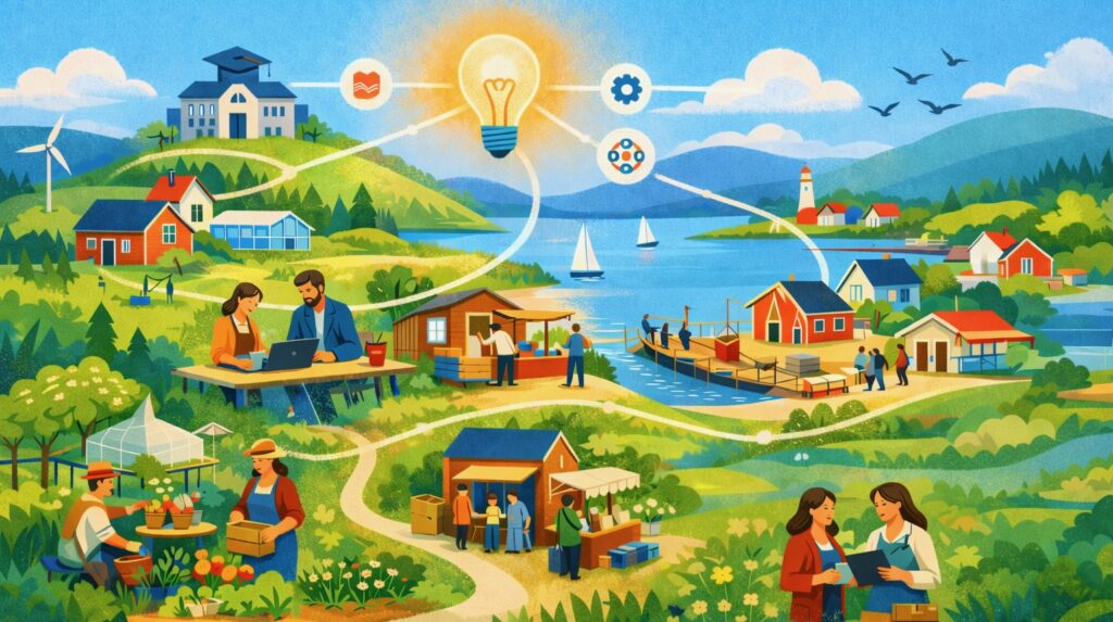 Illustration entreprenörskap för en levande landsbygd