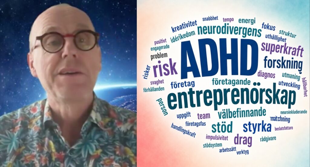 Johan Wiklund, professor, Syracuse University och ordmoln ADHD, entreprenörskap.