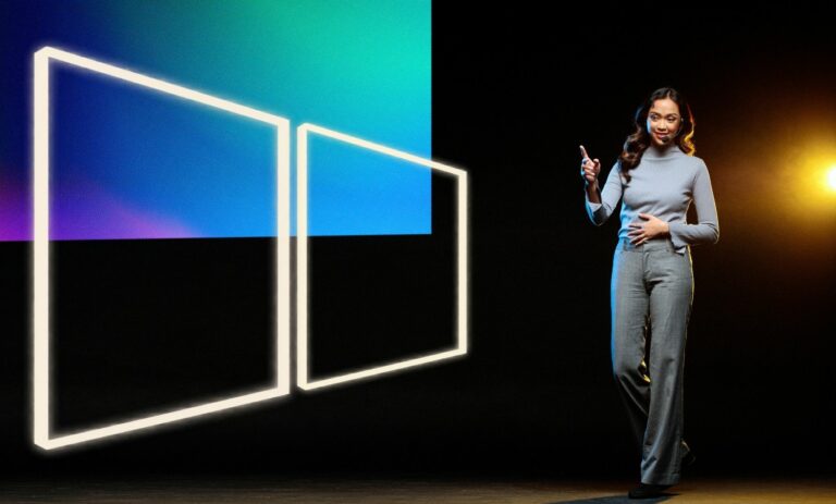 A woman pitching her startup