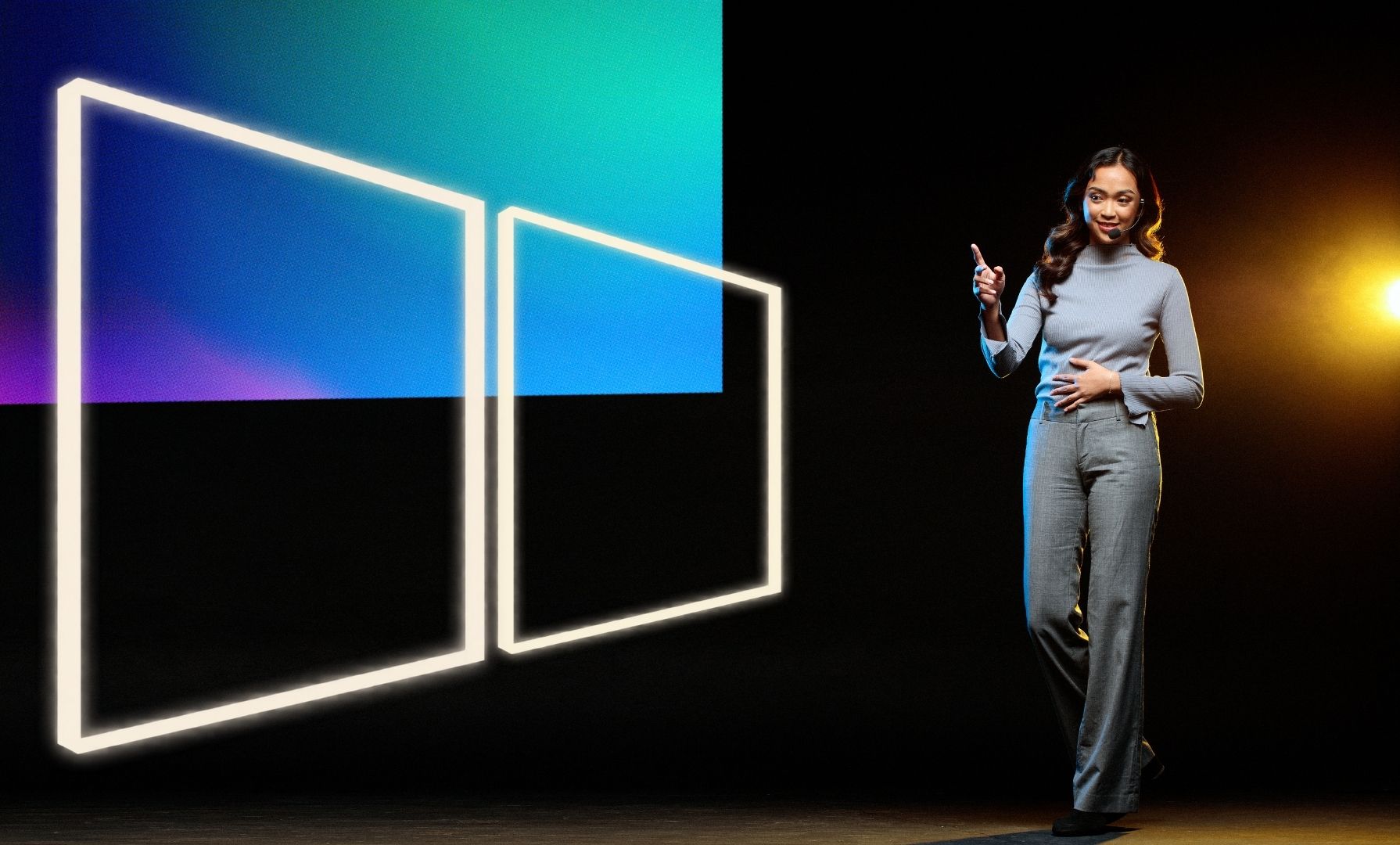 A woman pitching her startup