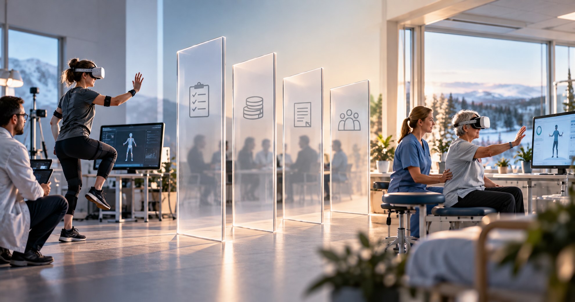 Illustrerar digital vårdinnovation och vägen från labb till vård och användare.